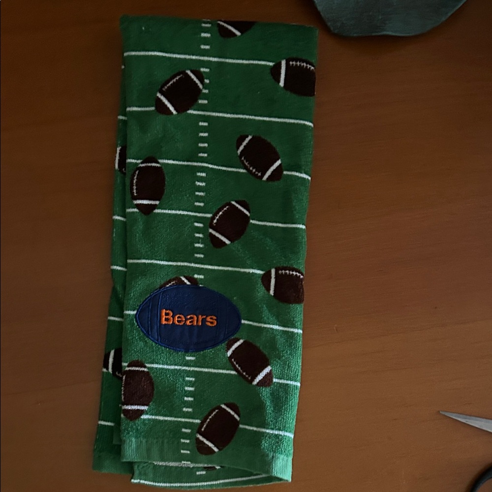 Green Football Field Towel with Bears Patch